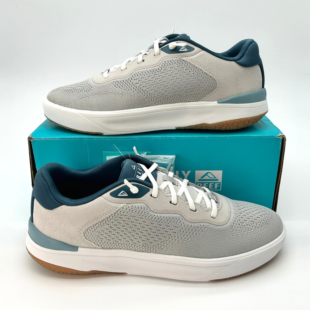 REEF Shoreline Del Mar Size 9.5 Mens Sneakers Breathable Knit Grey Blue Gum NEW